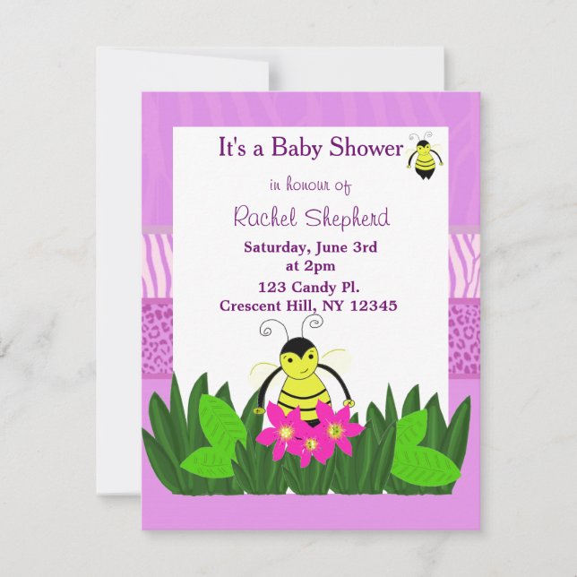 Invitation Bumble Bee Baby shower (Devant)