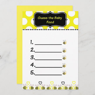 Invitation Bumble Bee devine le jeu du Baby shower alimentair