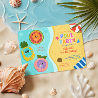 Invitation Bumble Nums Summer Pool Party Anniversaire