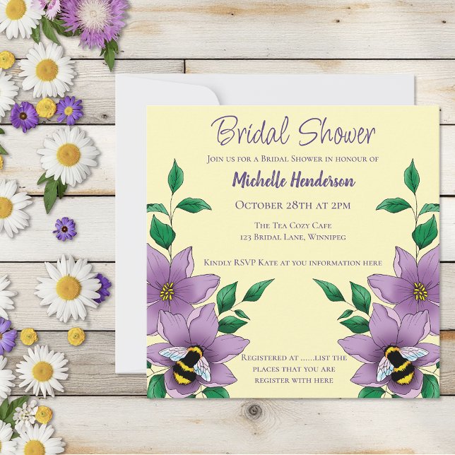 Invitation Bumblebebebe Lavender Fleur Jaune (Créateur téléchargé)