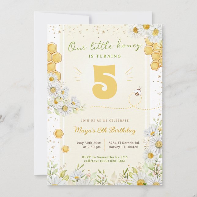 Invitation Bumblebee Fleur sauvage fête d'anniversaire fille  (Devant)