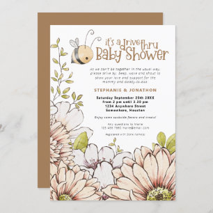 Invitation Bumblebee Florals Gold Drive Thru Baby shower
