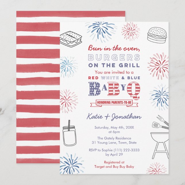 Invitation Bun dans le Baby shower de fin de semaine du jour  (Devant / Derrière)