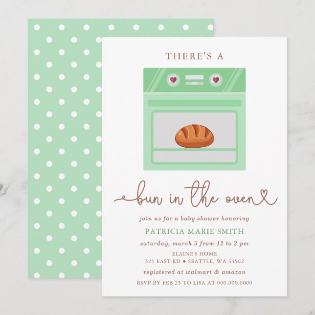 Invitation Bun Dans Le Baby shower Neutre Genre Au Four (Devant / Derrière)