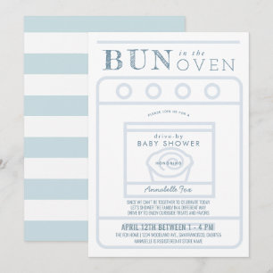 Invitation Bun dans le Baby shower Oven Boy Blue Drive-by