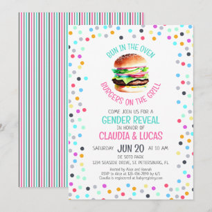 Invitation Bun dans le four BBQ Genre Reveal