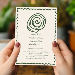 Invitation Bun In The Oven Doodle Poème Fête de Bébé Neutre