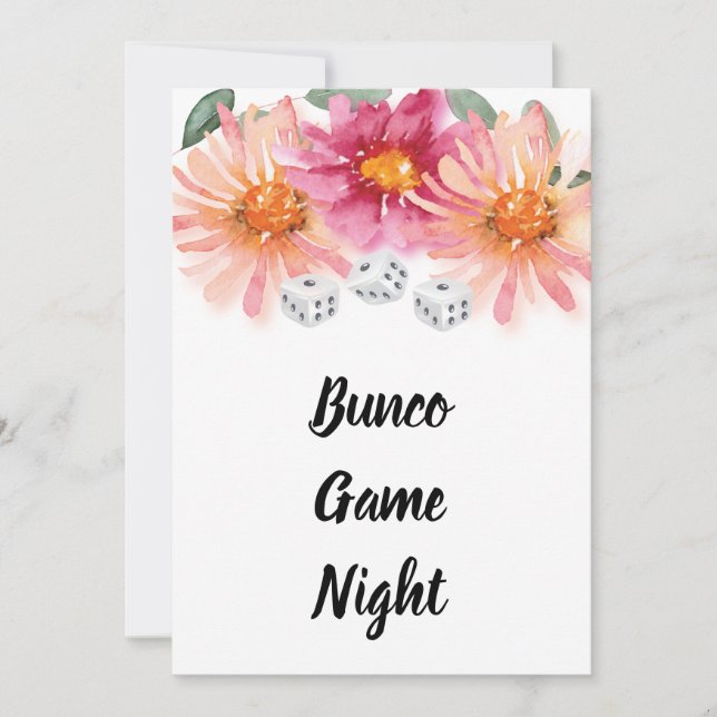 Invitation Bunco Floral Dice Game Party (Devant)