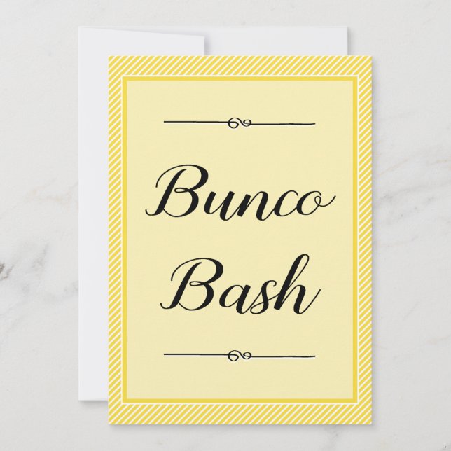 Invitation Bunco moderne - Bande Jaune élégant (Devant)