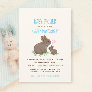 Invitation Bunnies adorables avec Baby shower de garçon de co