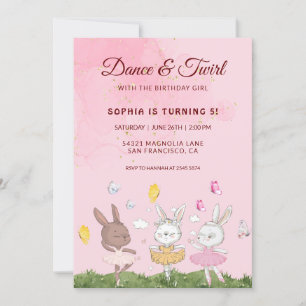 Invitation Bunnies Dance et Twirl Anniversaire