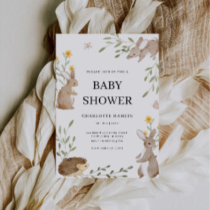 Invitation Bunnies Et Baby shower Verdoyant