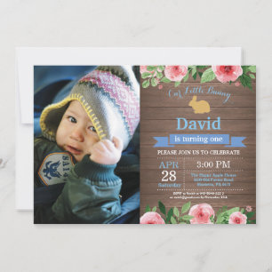 Invitation Bunny Anniversaire Fille de Pâques Oeuf 1er Annive