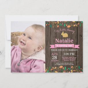 Invitation Bunny Anniversaire Fille de Pâques Oeuf 1er Annive