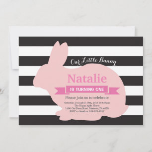 Invitation Bunny Anniversaire Fille de Pâques Oeuf 1er Annive