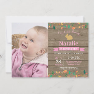 Invitation Bunny Anniversaire Fille de Pâques Oeuf 1er Annive