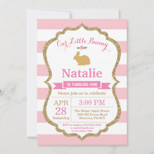 Invitation Bunny Anniversaire Fille de Pâques Oeuf 1er Annive