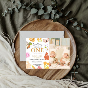 Invitation Bunny Anniversaire Oeuf de Pâques Jumeau 1er premi