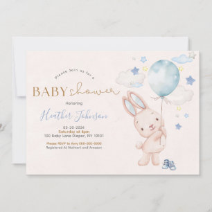 Invitation Bunny Baby shower garçon