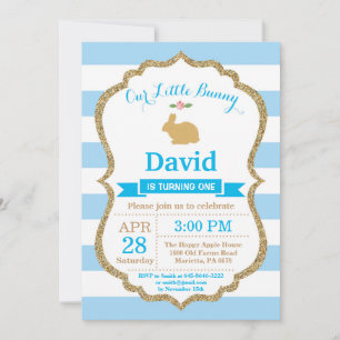 Invitation Bunny Birthday Boy Easter Egg 1er Anniversaire
