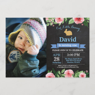 Invitation Bunny Birthday Boy Easter Egg 1er Anniversaire