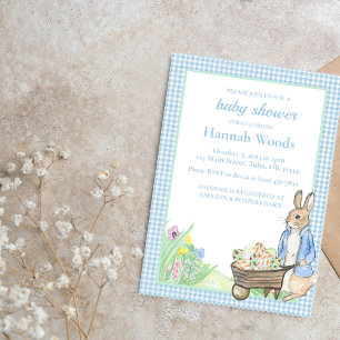 Invitation Bunny En vichy Baby shower de Pâques du printemps