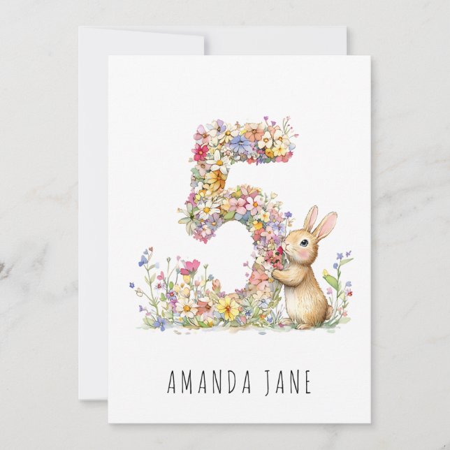 Invitation Bunny Floral 5e anniversaire (Devant)