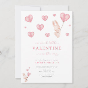 Invitation Bunny Hearts Little Valentine Baby shower