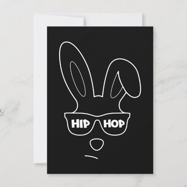 Invitation Bunny Hip hop De Pâques Avec Lunettes De Soleil Dr (Devant)