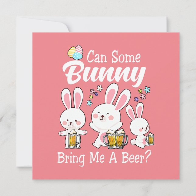 Invitation Bunny M'Apporte Une Bière Heureuse Pâques (Devant)