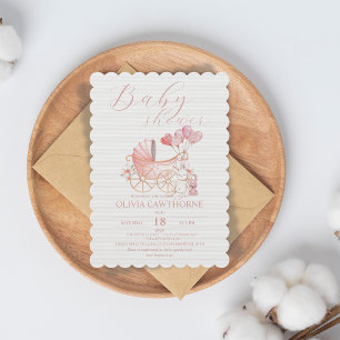 Invitation Bunny Pink Fille Baby shower