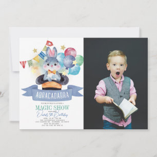 Invitation Bunny Rabbit Magie Show Boy Photo Anniversaire