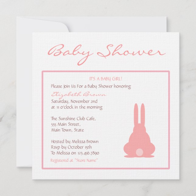 Invitation Bunny rose (Devant)