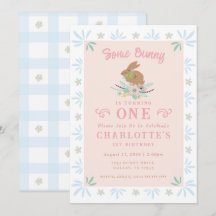 Bunny Sweet Pink Blue Kid 1er fête d'anniversaire