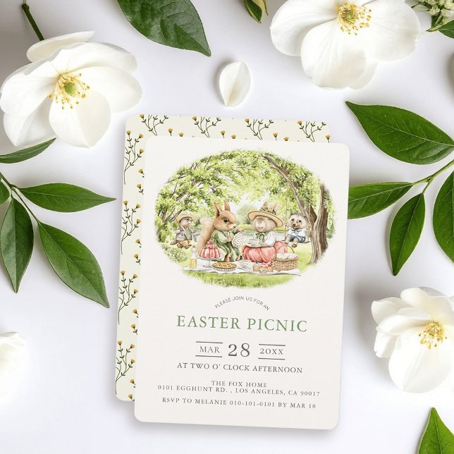 Invitation Bunny Woodland Animals Easter Picnic (Créateur téléchargé)
