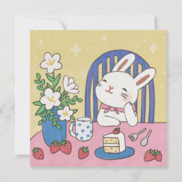 Invitation Bunny's Tea Time Illustration