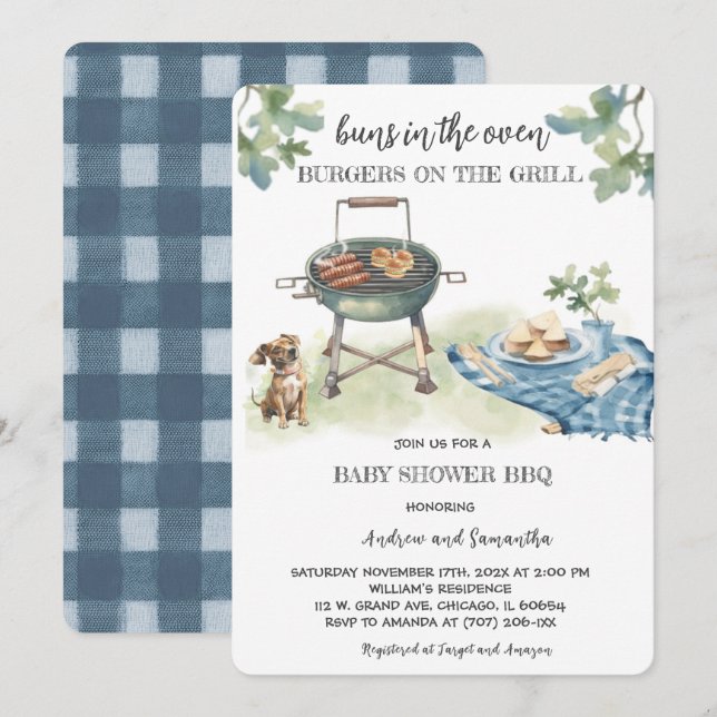 Invitation Buns Dans Les Burgers Au Four Sur Le Grill (Devant / Derrière)