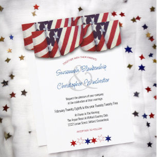 Invitation Bunting Rouge Blanc Bleu Patriotique et Étoiles In