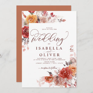 Invitation Burange Boho Terracotta Bourgogne Mariage Invi