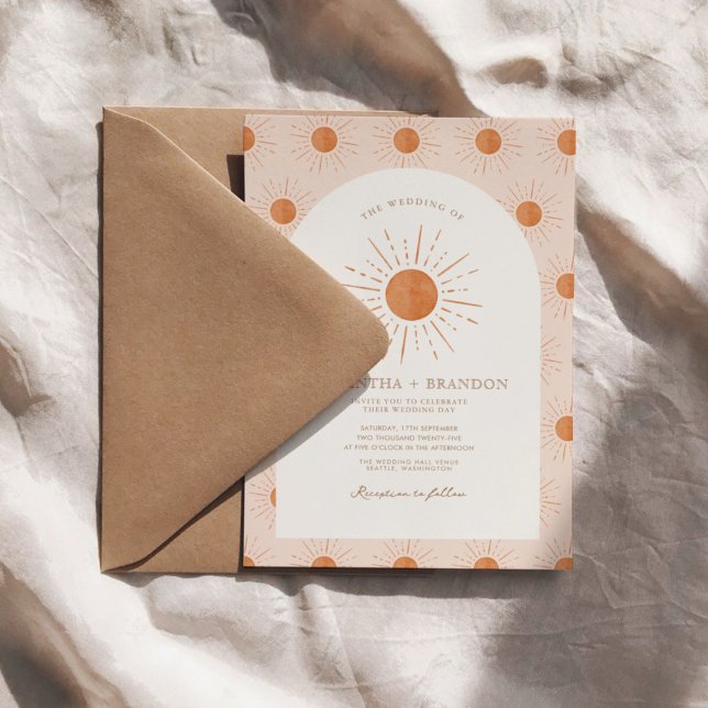 Invitation Burange Sun Celestial Boho Mariage Qr Code (Créateur téléchargé)