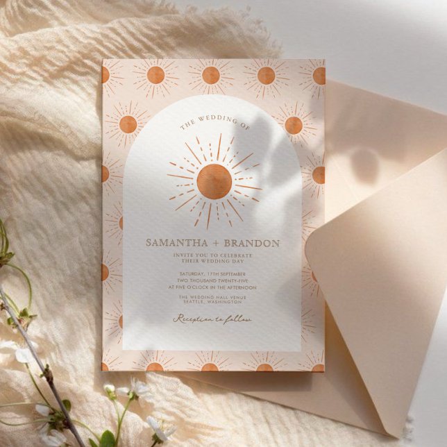 Invitation Burange Sun Celestial Boho Mariage Qr Code (Créateur téléchargé)