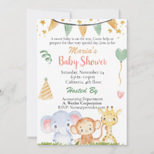 Invitation Bureau Baby shower Jungle Safari Genre Neutre