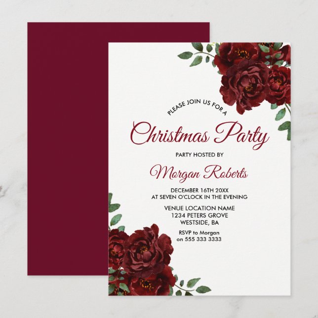 Invitation Bureau de la rose rouge de Bourgogne Fête de Noël  (Devant / Derrière)
