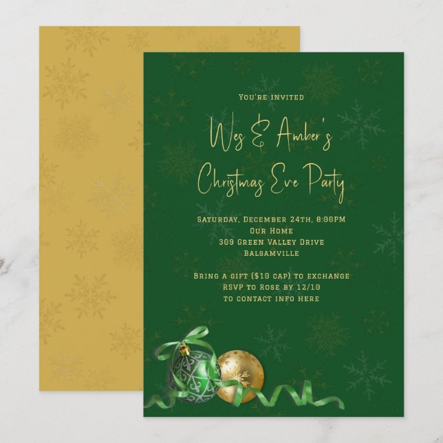 Invitation Bureau des ornements ou fête de Noël à la maison (Devant / Derrière)