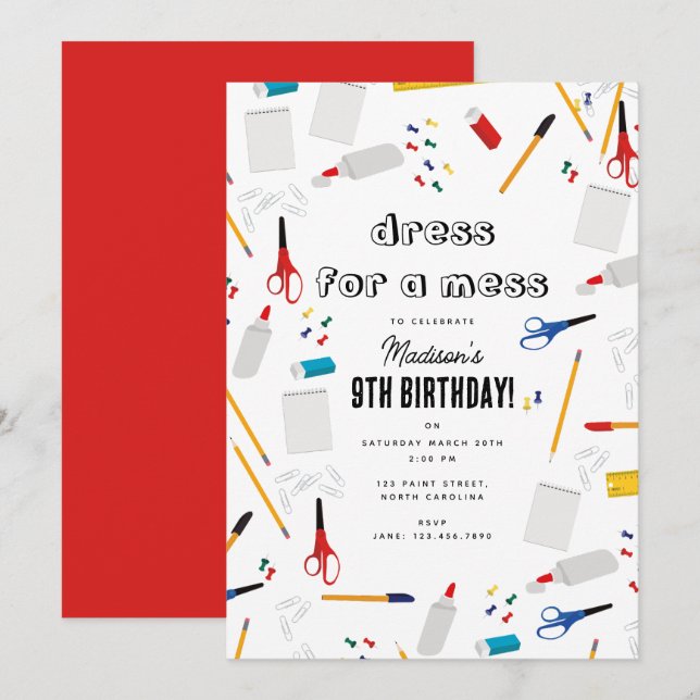 Invitation Bureau scolaire Fournitures Artisanat Artisanat Fê (Devant / Derrière)