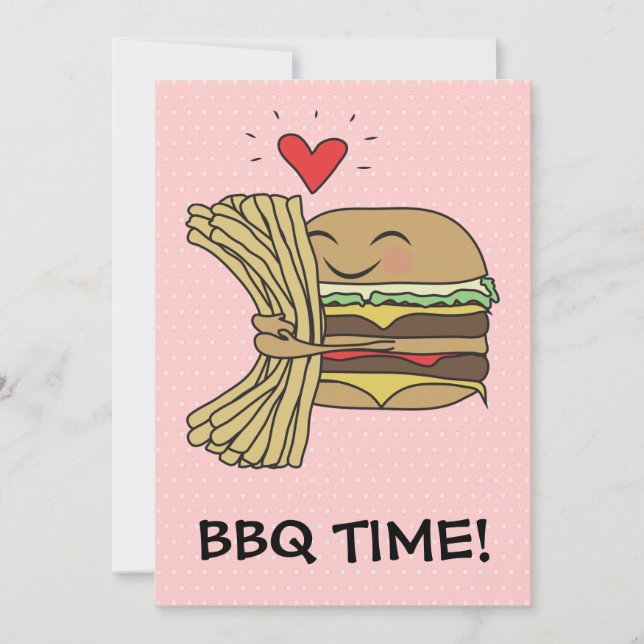 Invitation Burger aime les fraises BBQ (Devant)