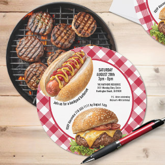 Invitation Burger et hot-dog au grill de barbecue de jardin