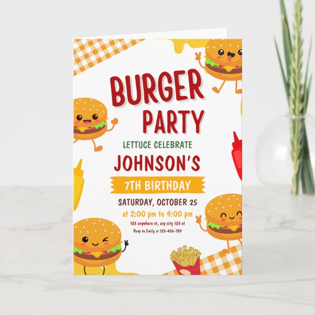 Invitation Burger Party Anniversaire Invitation, Jardin BBQ (Devant)