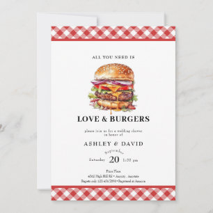 Invitation Burgers  BBQ   Fête de couples
