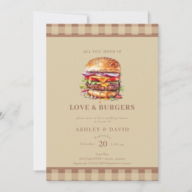 Invitation Burgers| BBQ | Shower de couple (Devant)